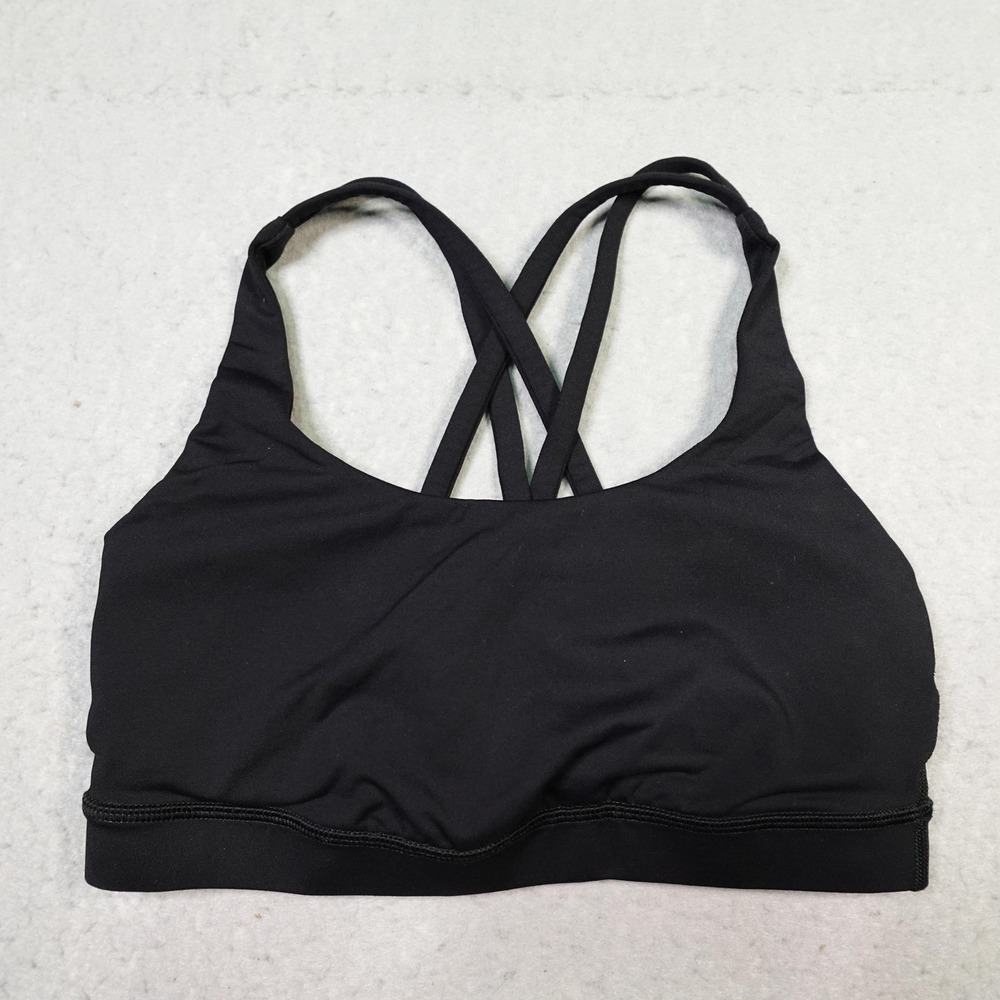 Lululemon Tank Top Womens 6 Black Strappy Back Cropped Sports Bra Yoga Gym